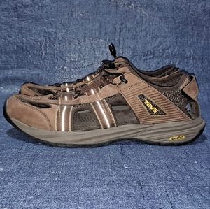 Teva ShocPad Men's Sandals Size 9 Brown/Tan Waterproof Leather Hiking Trekking